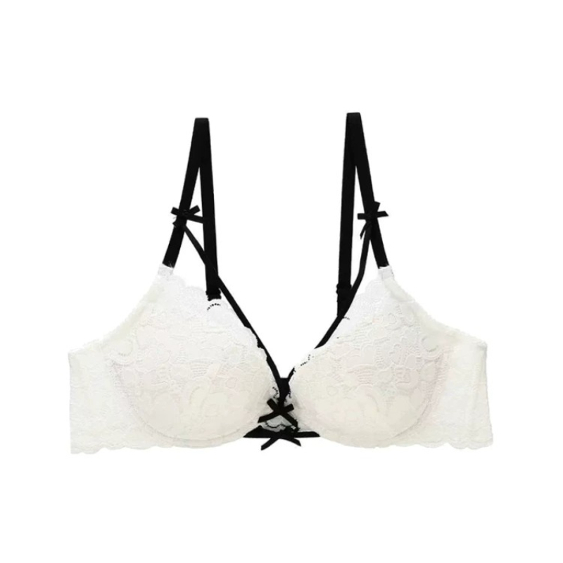 Sheer Bra Lace - 여성용 귀여운 리본 프렌치 시스루 레이스