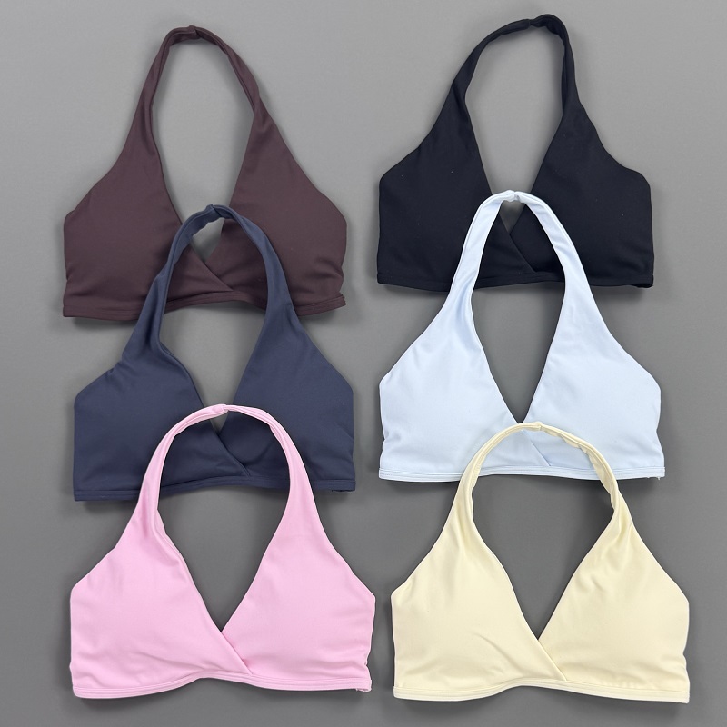 여성용 짐탑 홀터넥 스포츠 브라 프론트 크로스 V넥 패 - Sports Bra Racerback 리뷰 및 가격